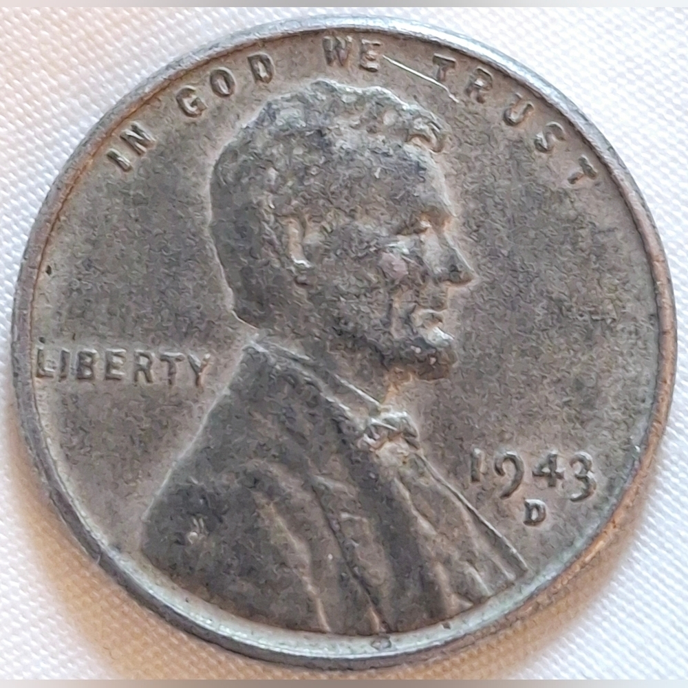 1943 Denver Minted Steel Lincoln Wheat Penny
